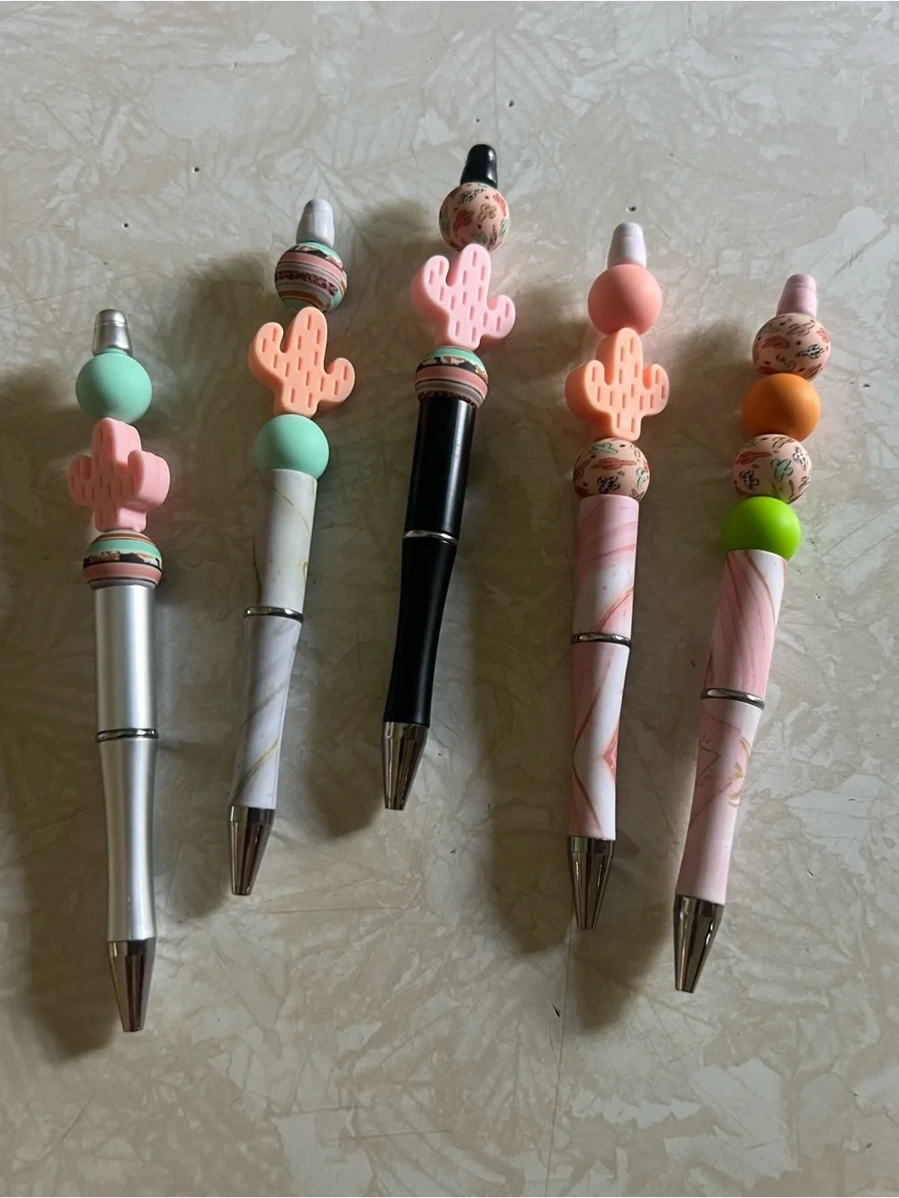 Cute Cactus Top Kids Ballpoint Pen - Pink & Mint M71